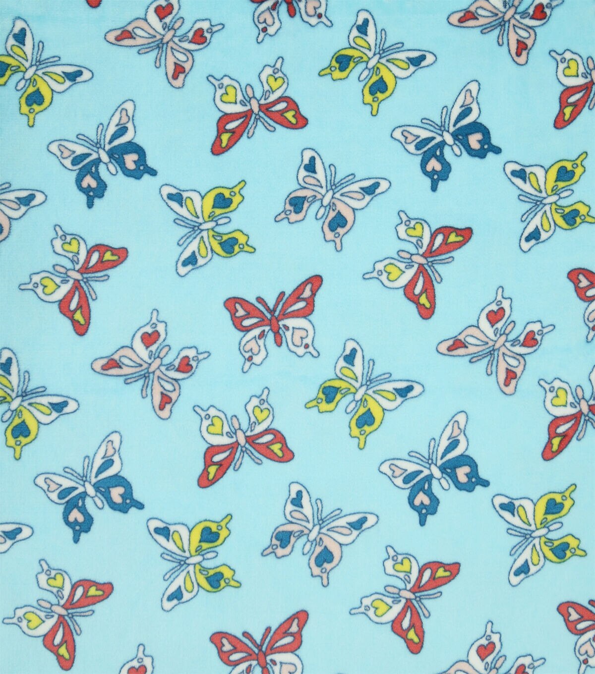Spring Hearts & Butterflies On Blue Sew Lush Fabric