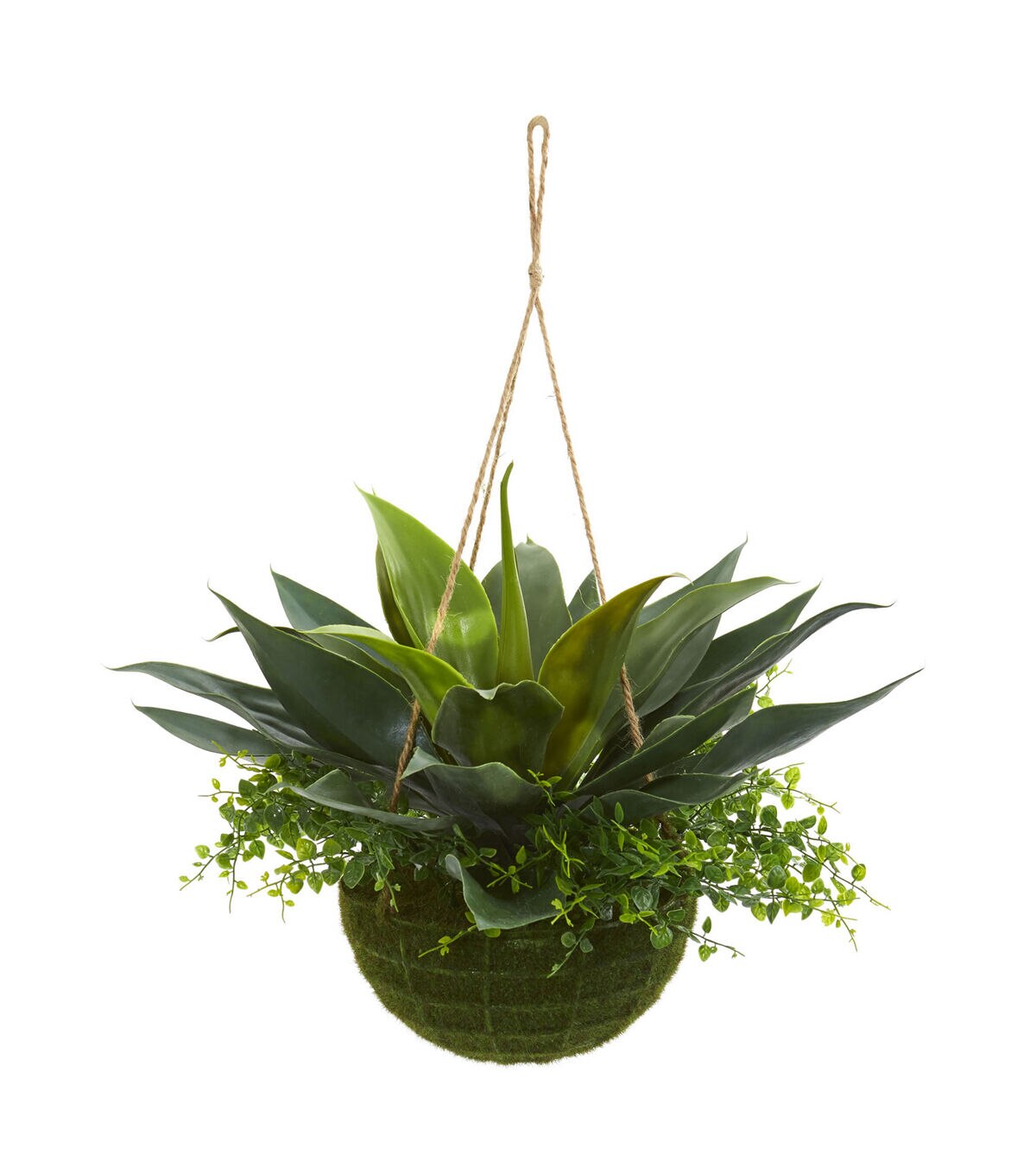 Nearly Natural 13 Agave & Maiden Hair Plant in Hanging Basket