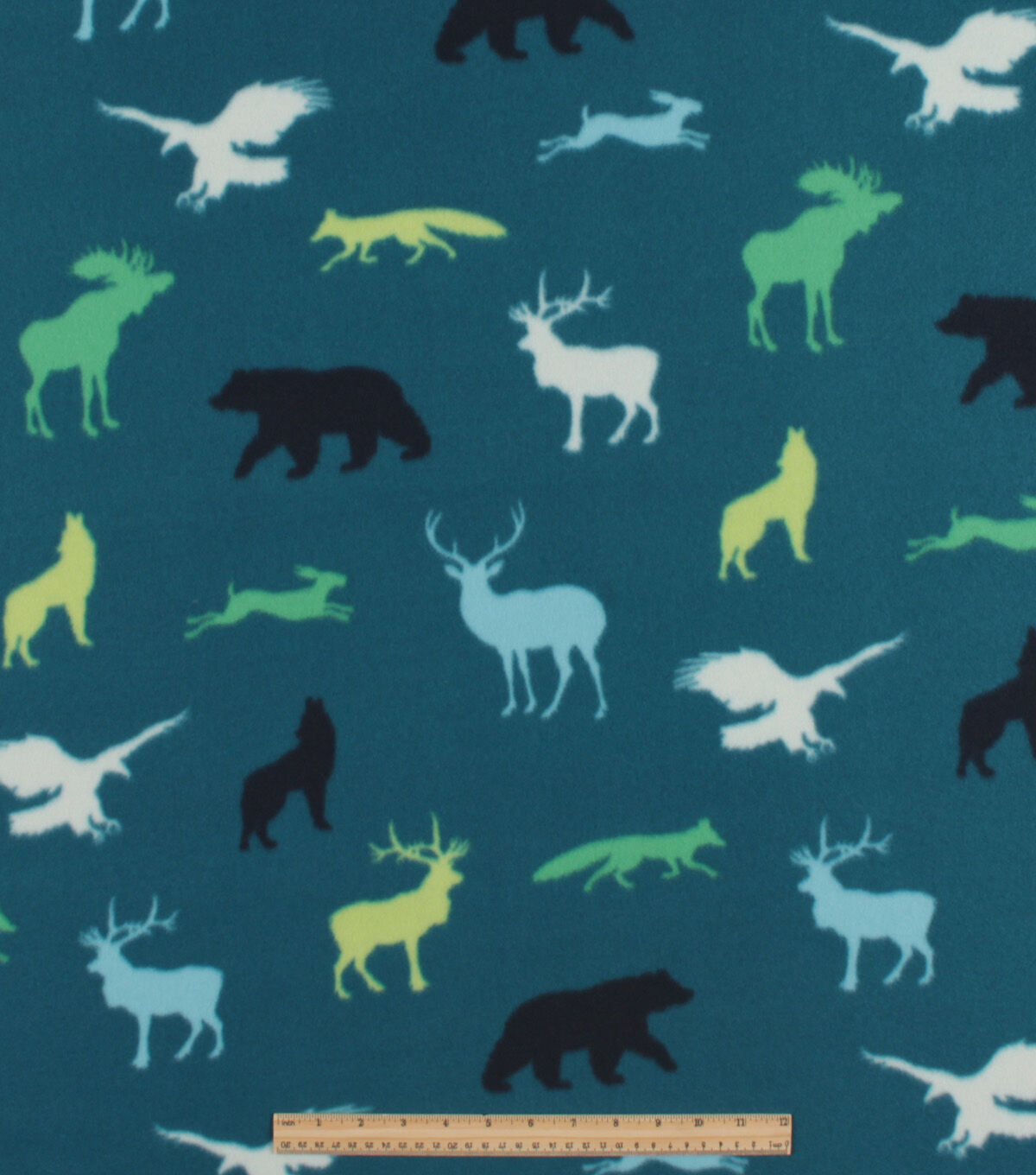 Wilderness Tossed Animals Blizzard Prints Fleece Fabric