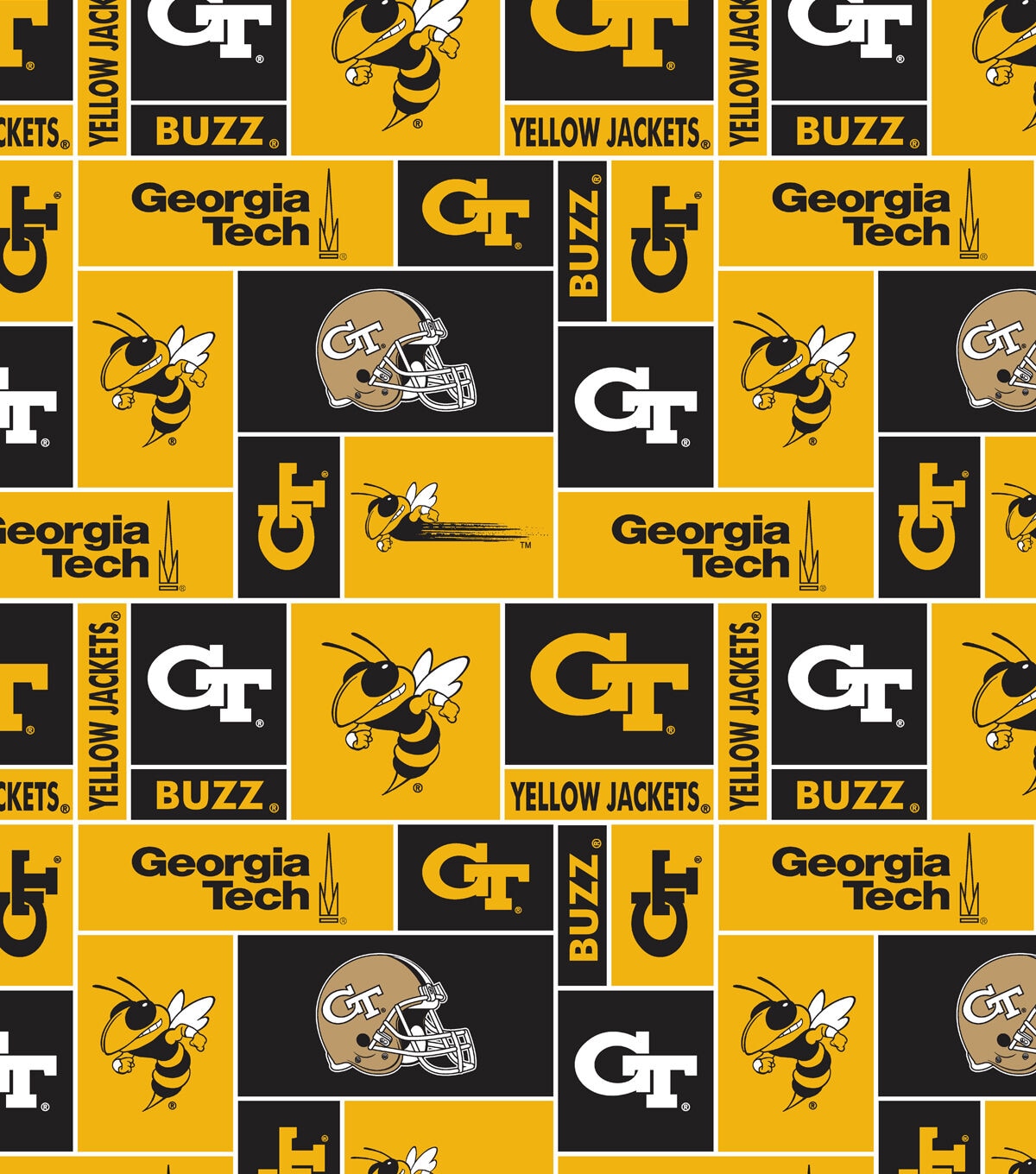 Georgia Tech Yellow Jackets Fleece Fabric Block
