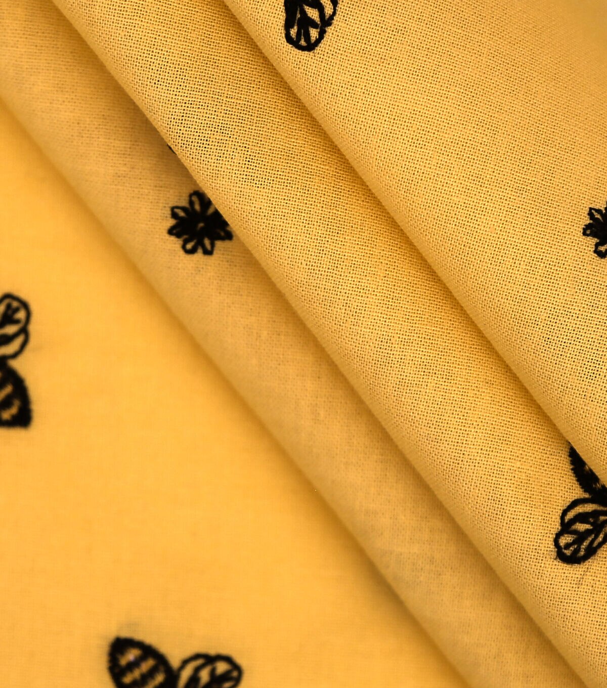Embroidered Bees on Yellow Quilt Cotton Fabric by Keepsake Calico
