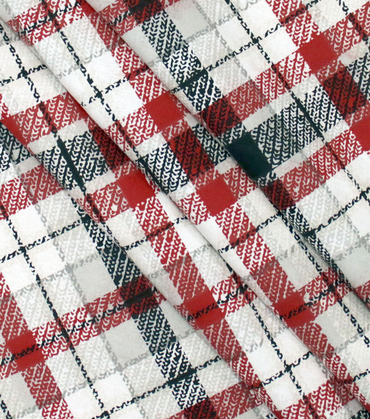 Gray Red Bias Plaid Super Snuggle Flannel Fabric