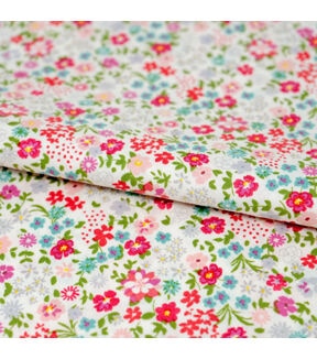 Singer Floral on White Quilt Cotton Fabric