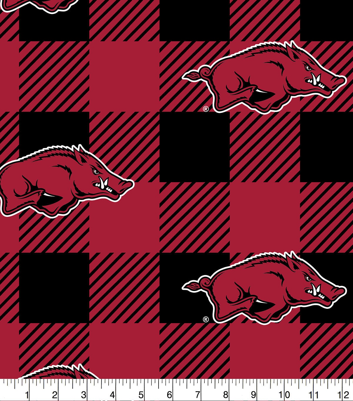 University of Arkansas Razorbacks Fleece Fabric Buffalo Check