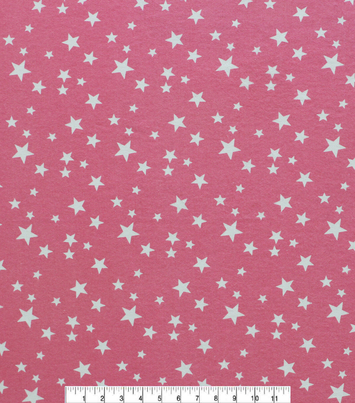 Glow in the Dark Stars on Pink Flannel Fabric