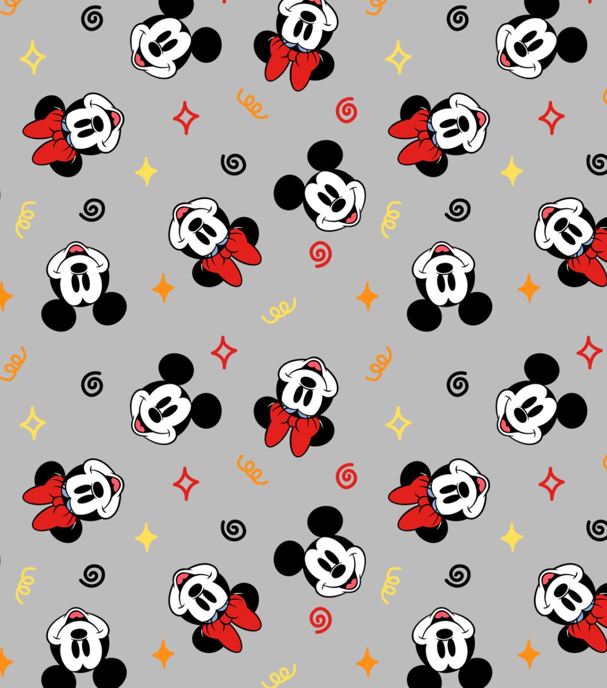 Mickey Minnie Head Geometric Fleece Fabric
