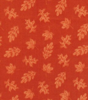 Orange Leaves Anti Pill Fleece Fabric