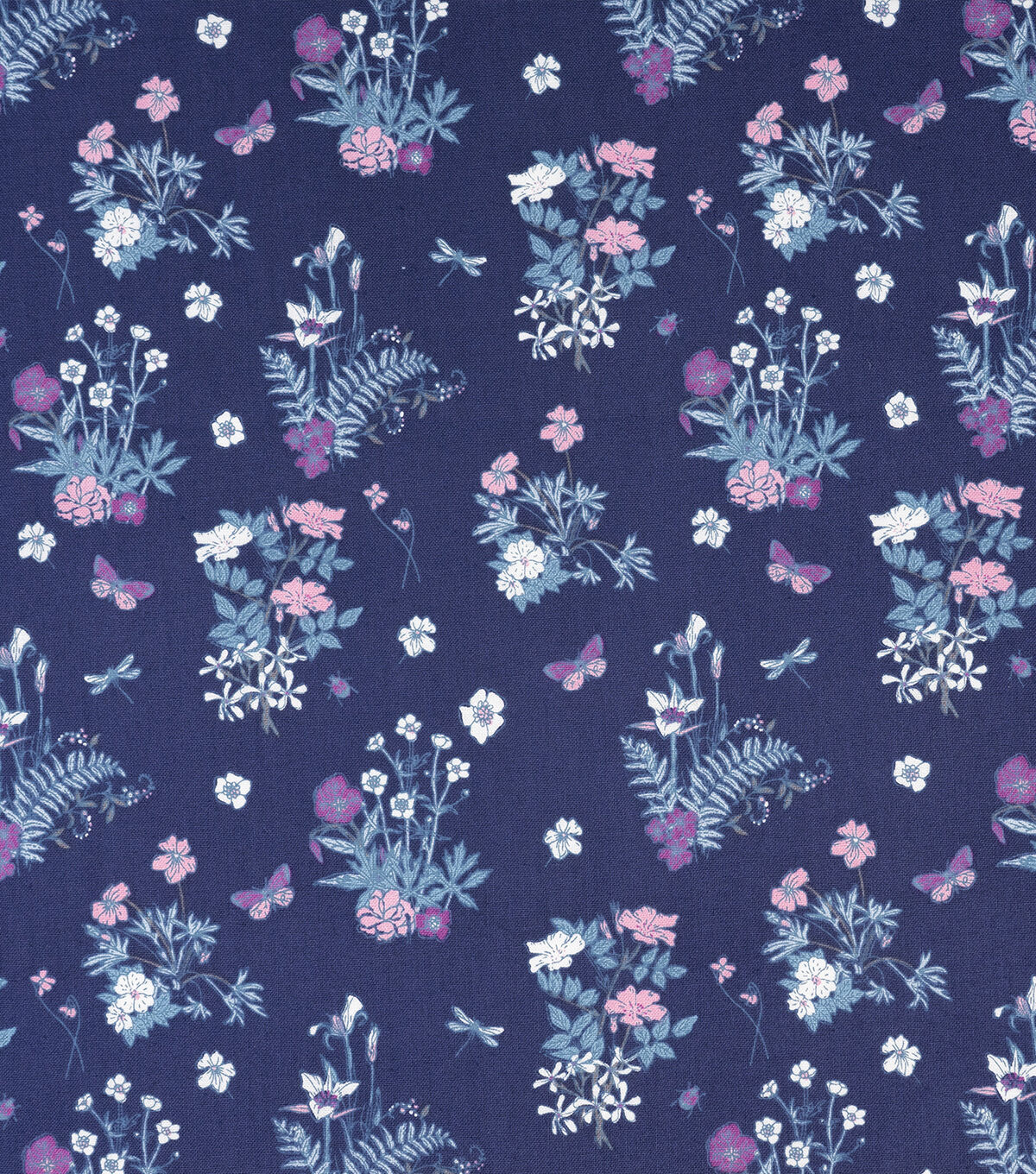 Floral Bouquets on Blue Cotton Fabric by Keepsake Calico