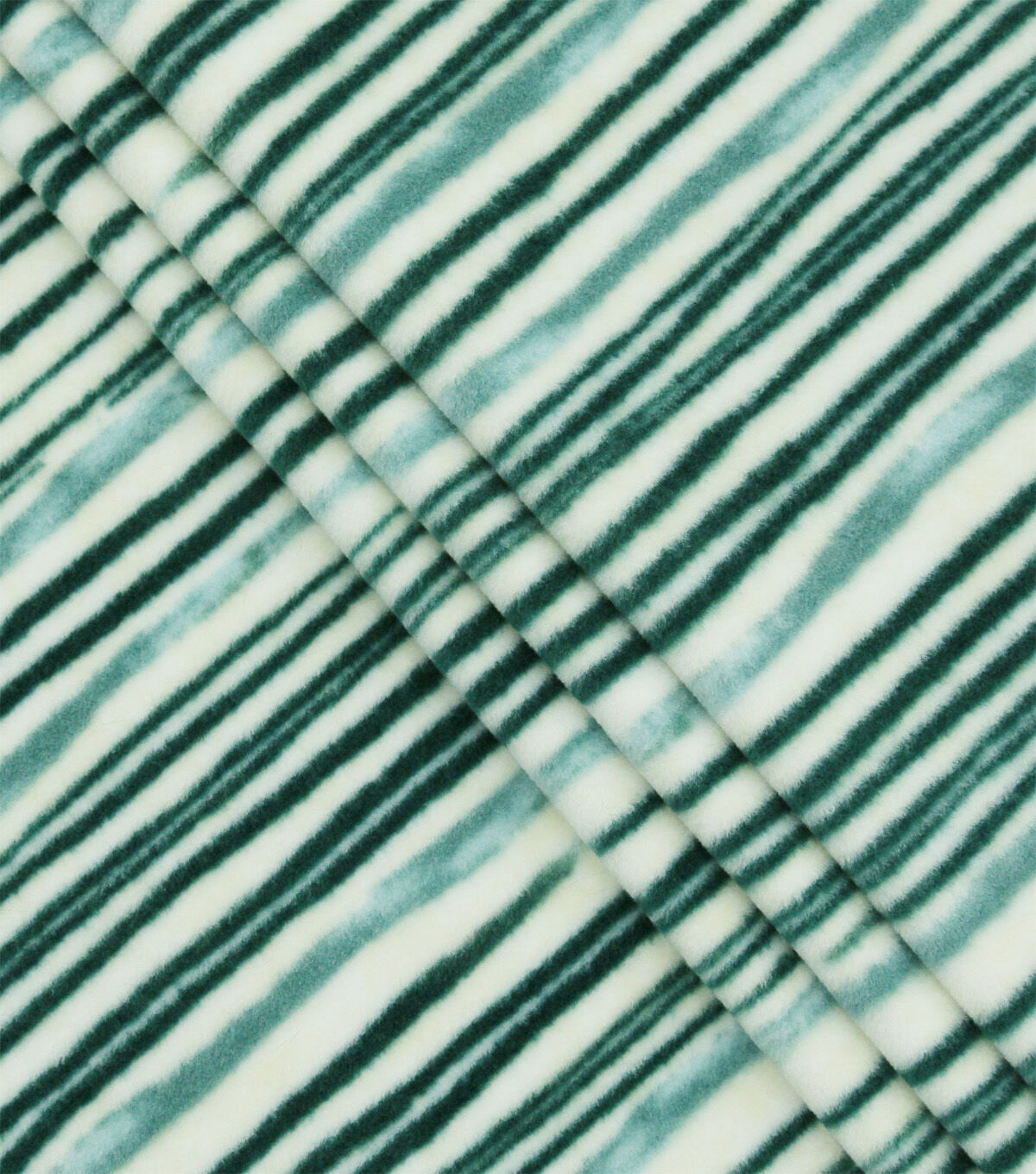 Green Painted Stripe Heather Luxe Fleece Fabric
