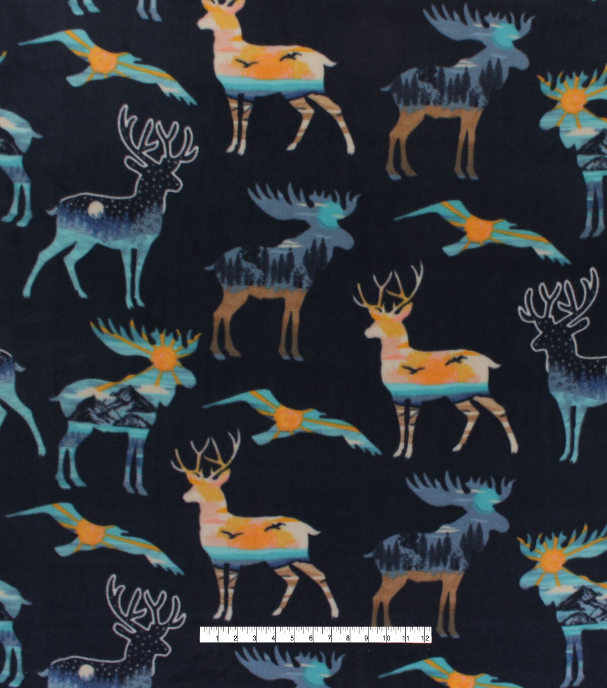 Sunset Wilderness Silhouettes Anti Pill Fleece Fabric