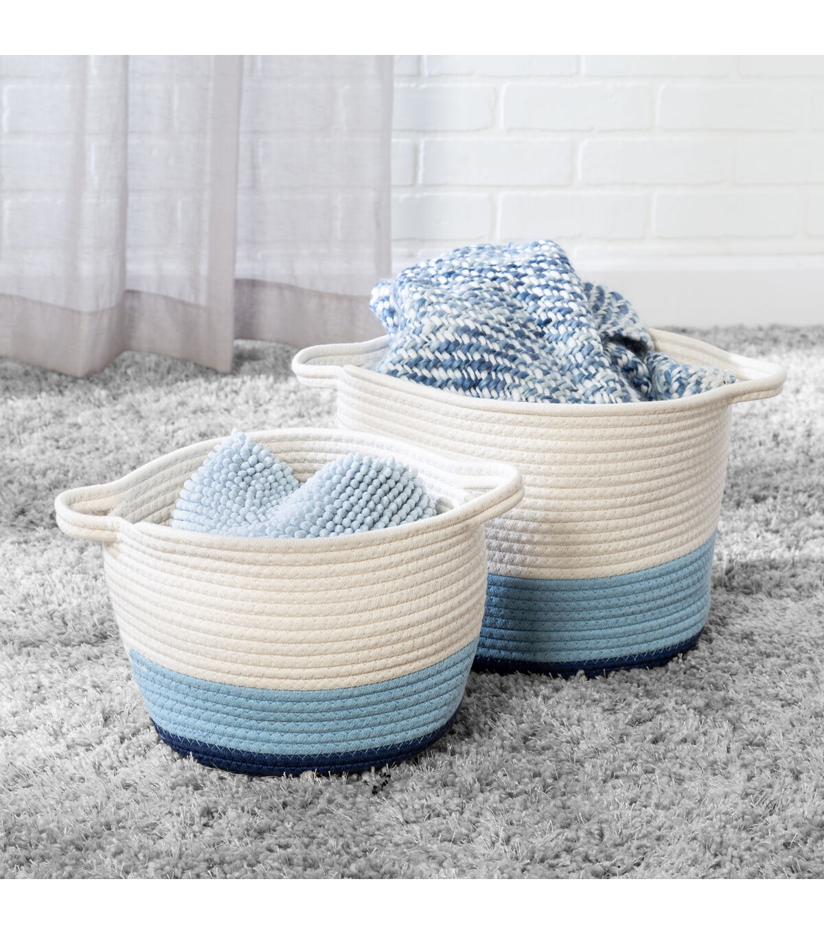 Honey Can Do 12 Nesting Cotton Rope Storage Baskets 2ct