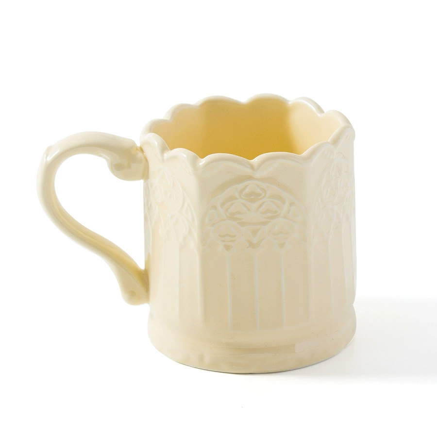 Embossed Scalloped Ceramic Mug