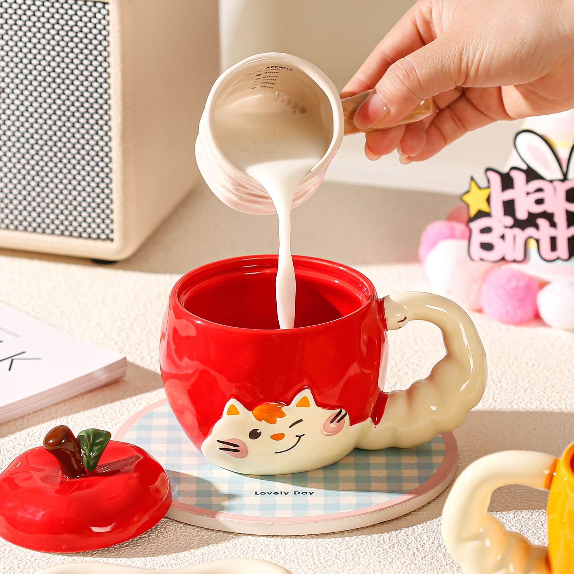 Apple Cat Ceramic Mug