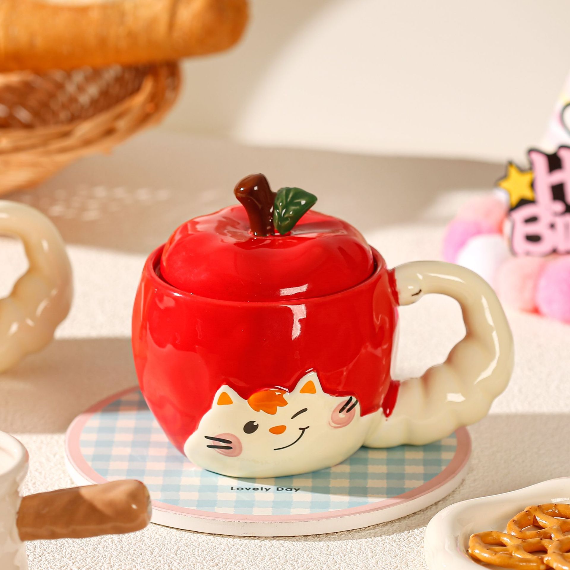 Apple Cat Ceramic Mug