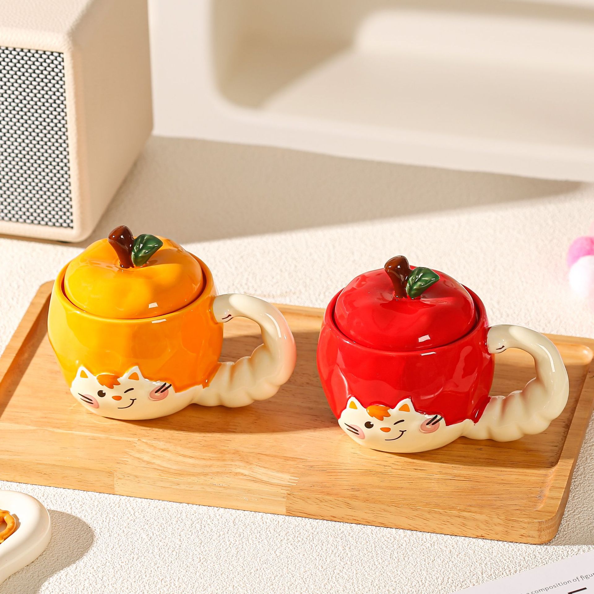 Apple Cat Ceramic Mug