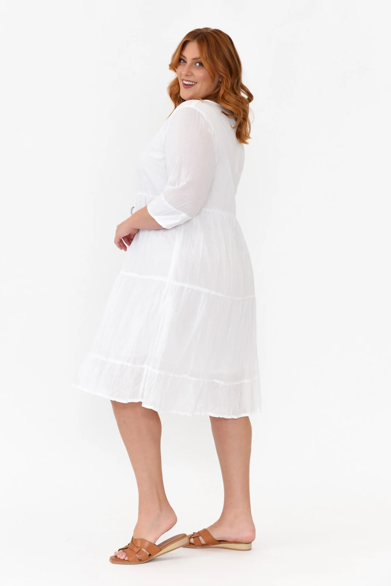 Milana White Crinkle Cotton Dress