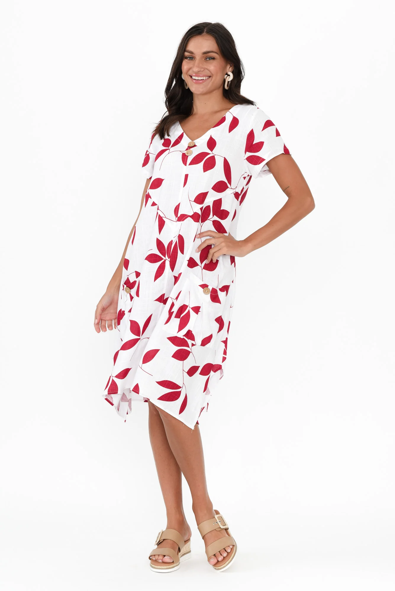 Bryant White Leaf Linen Cotton Dress