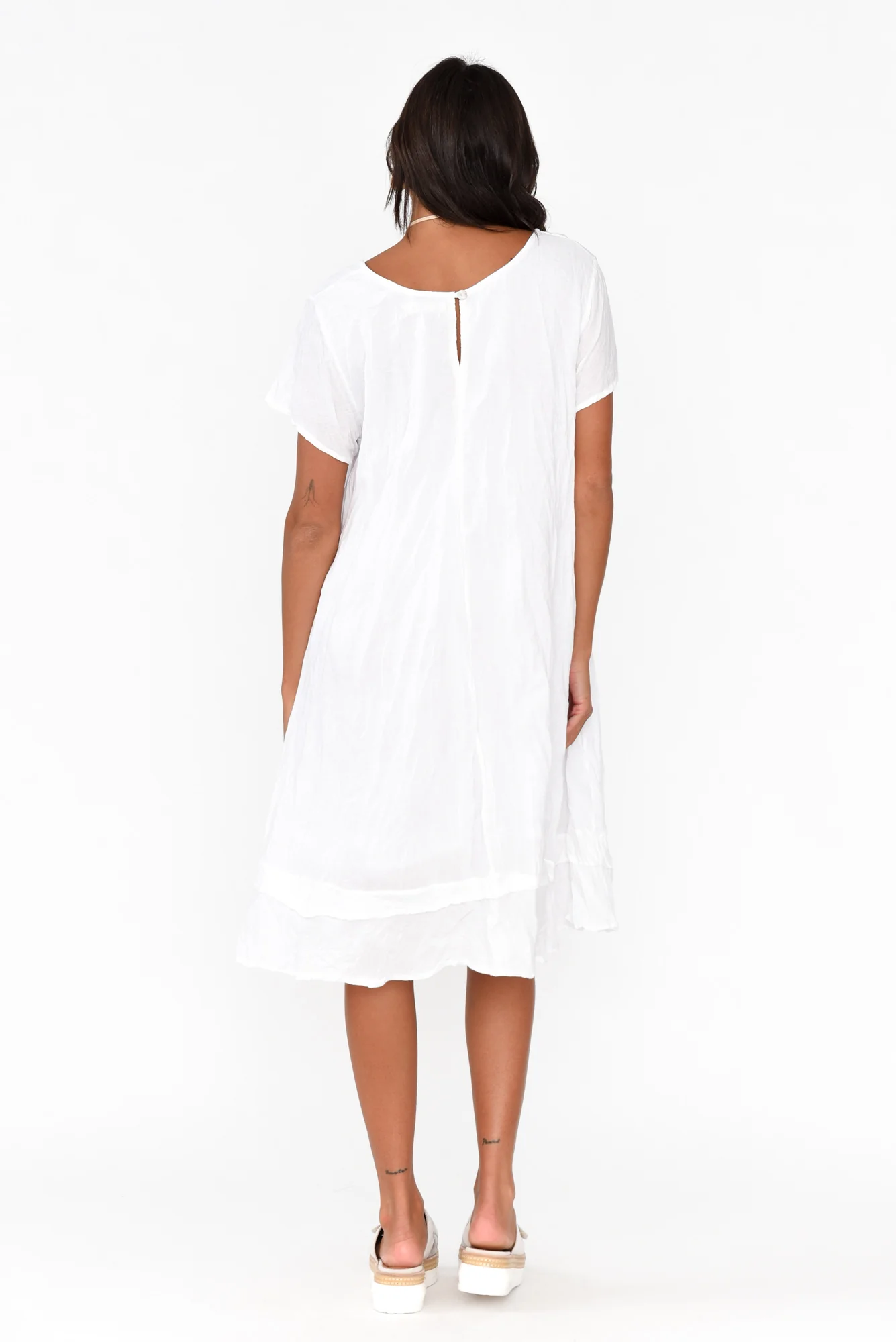 Lauren White Crinkle Cotton Dress