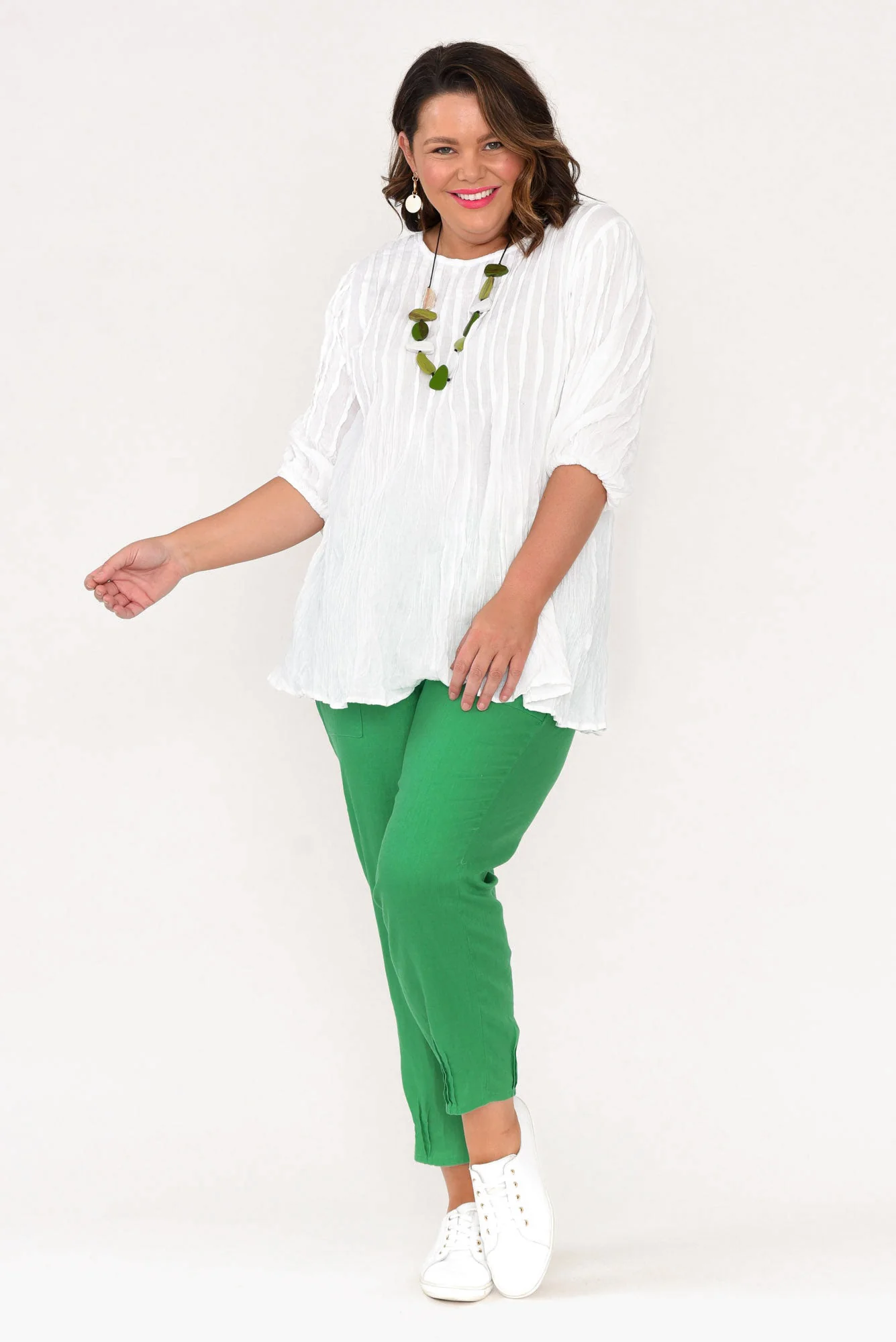 Selma White Crinkle Cotton Top