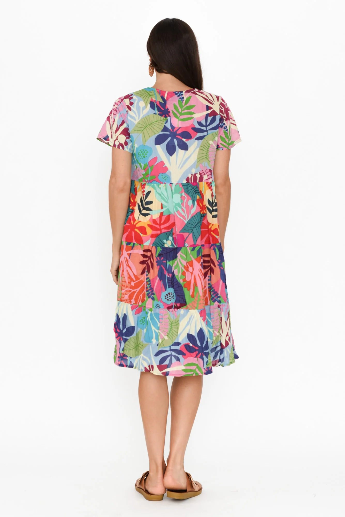 Lania Blue Garden Crinkle Cotton Dress