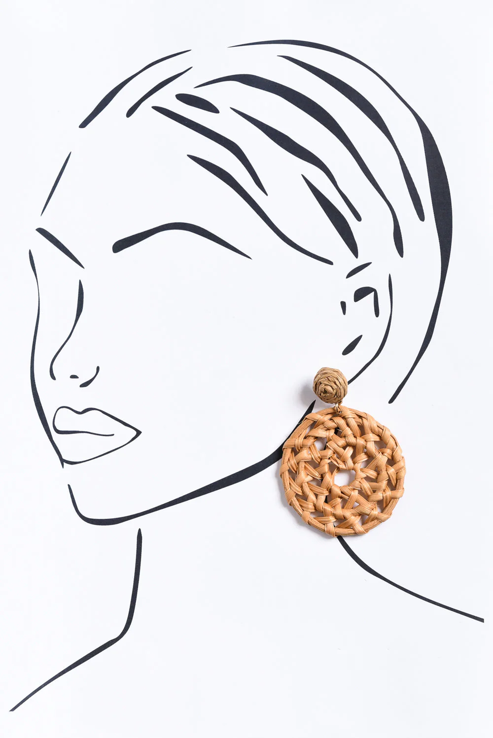 Chandra Tan Rattan Disc Earrings