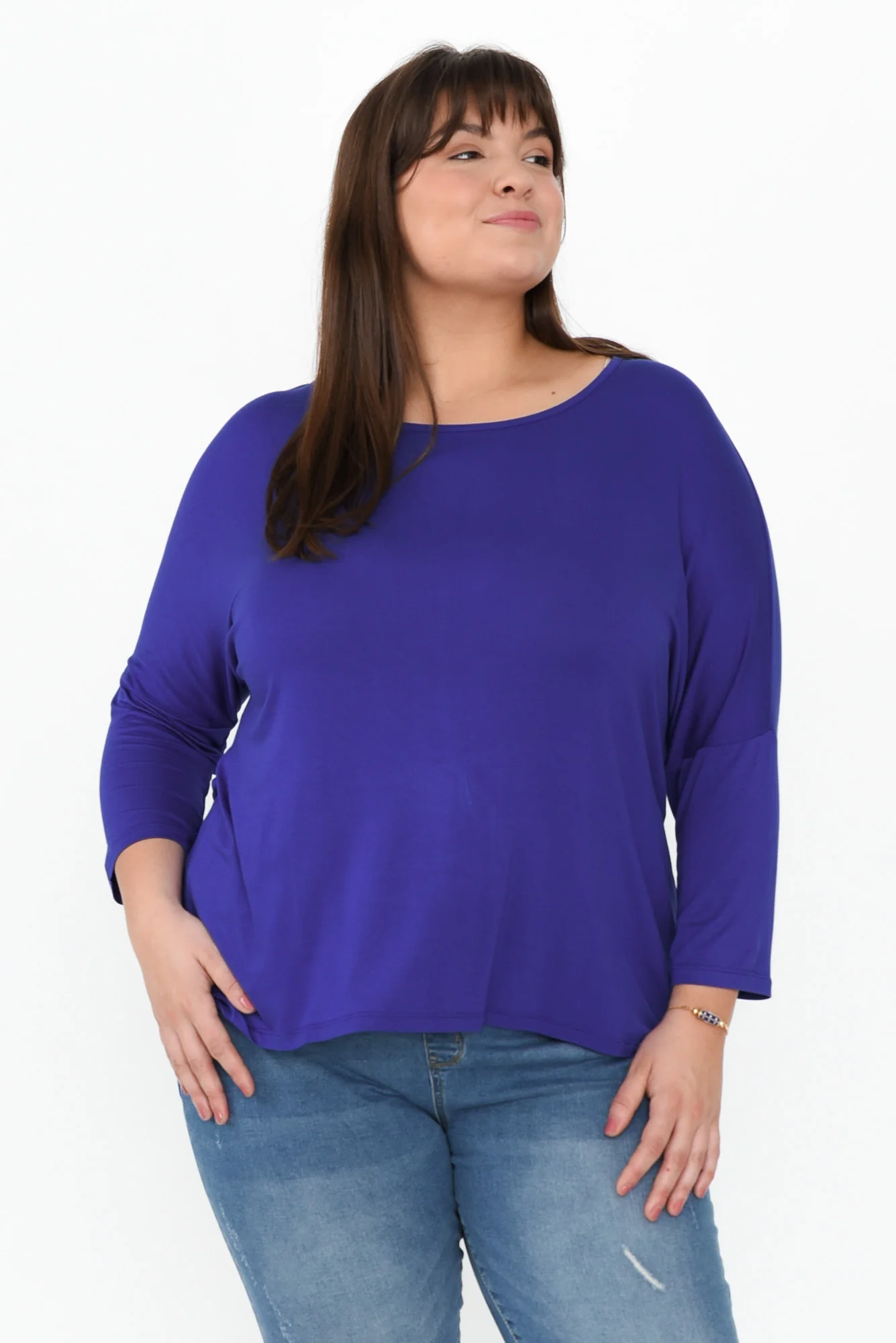 Royal Blue Milan 3/4 Sleeve Top