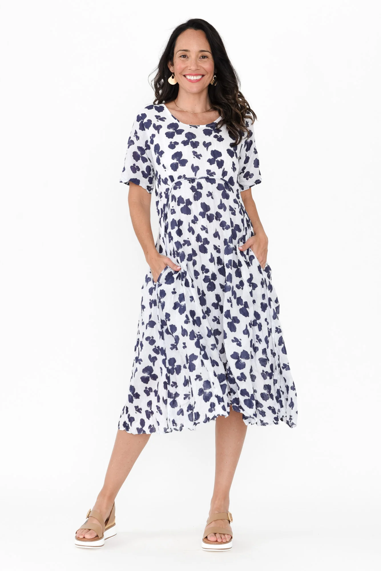 Wilton Navy Fiesta Cotton Pocket Dress