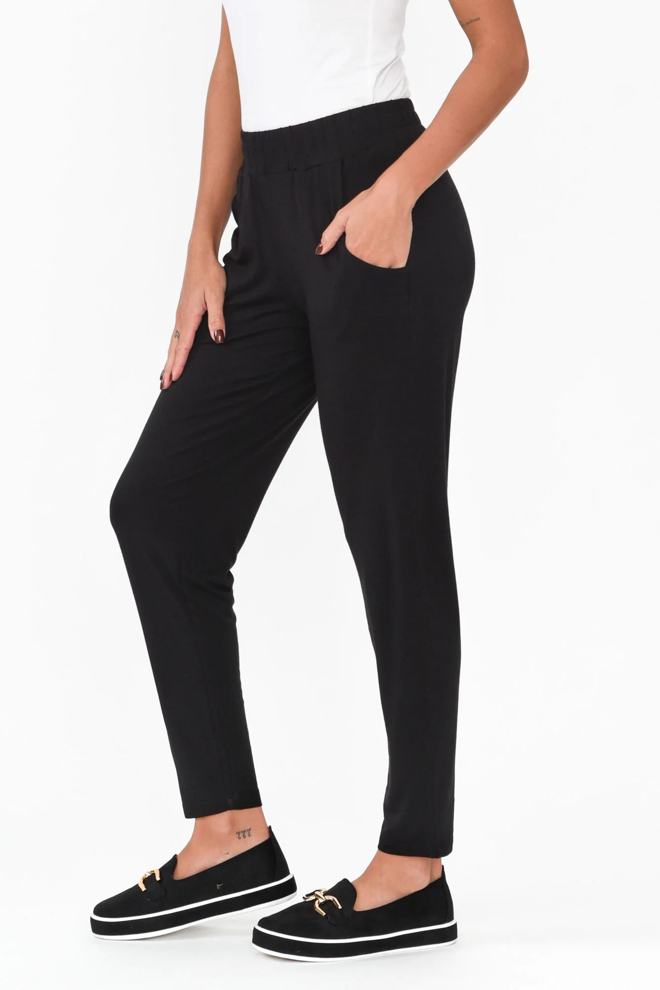 Percy Black Bamboo Pocket Pants