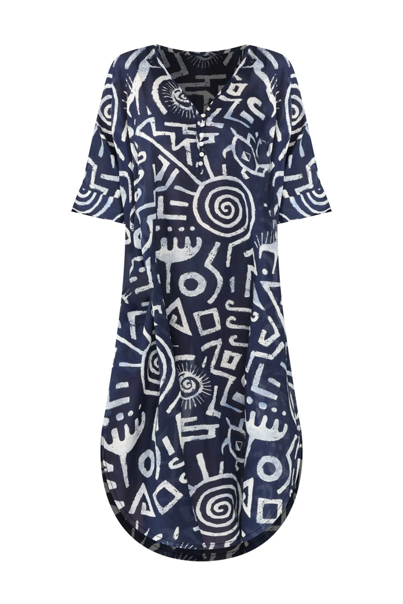 Tella Blue Geo Cotton Kaftan