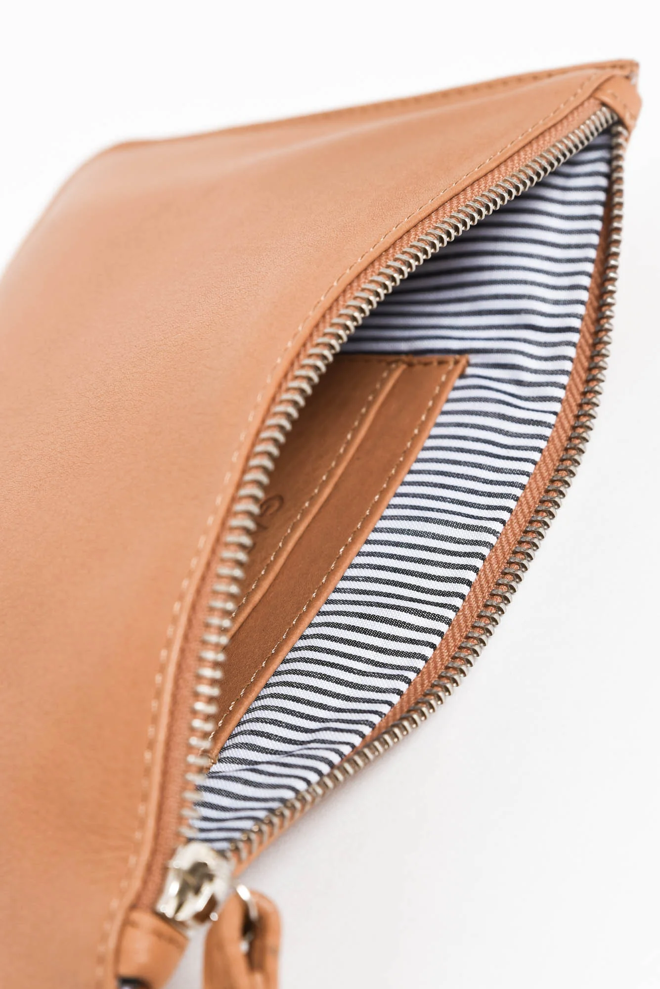 Queens Camel Leather Clutch