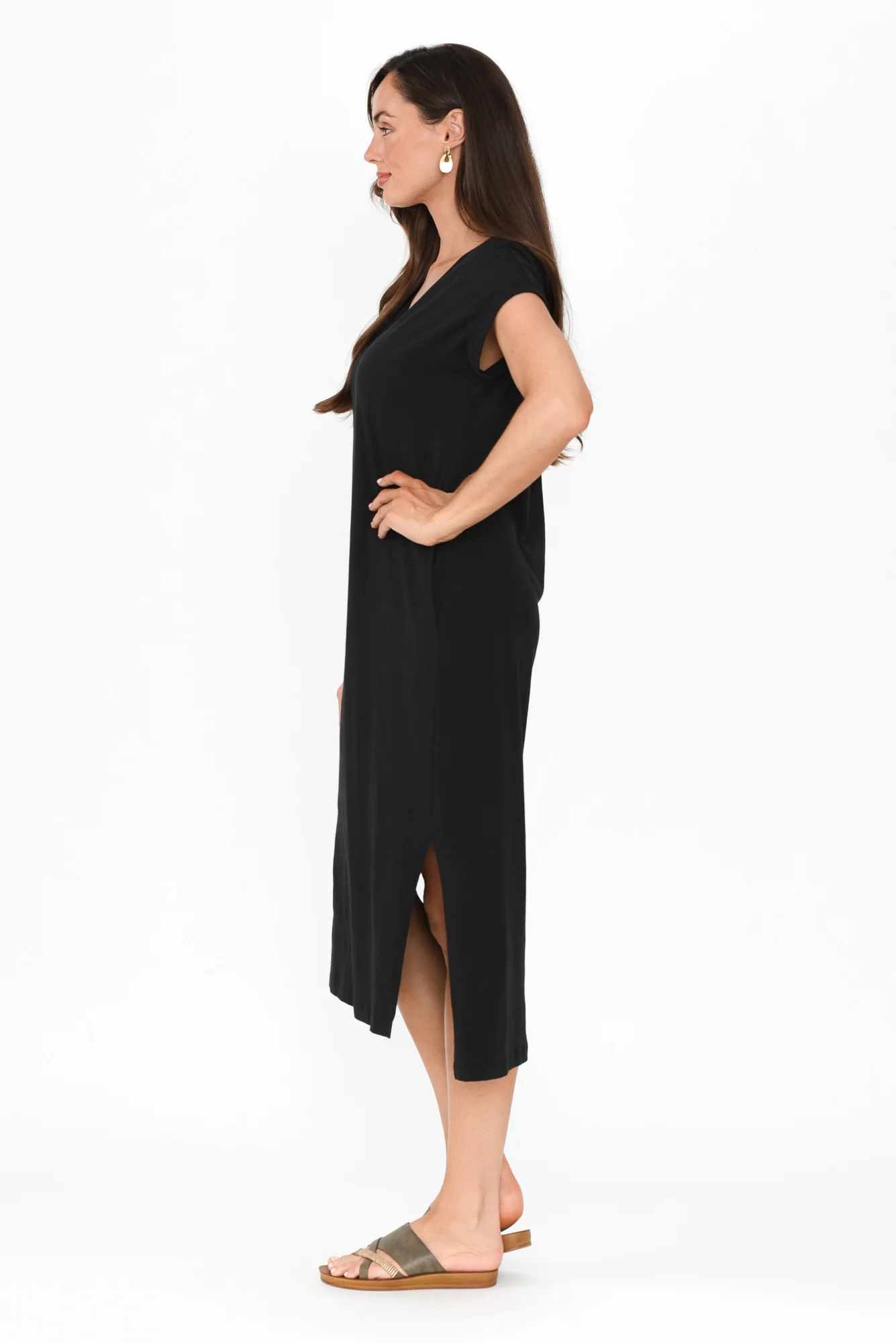 Lavin Black Cotton Stretch Dress