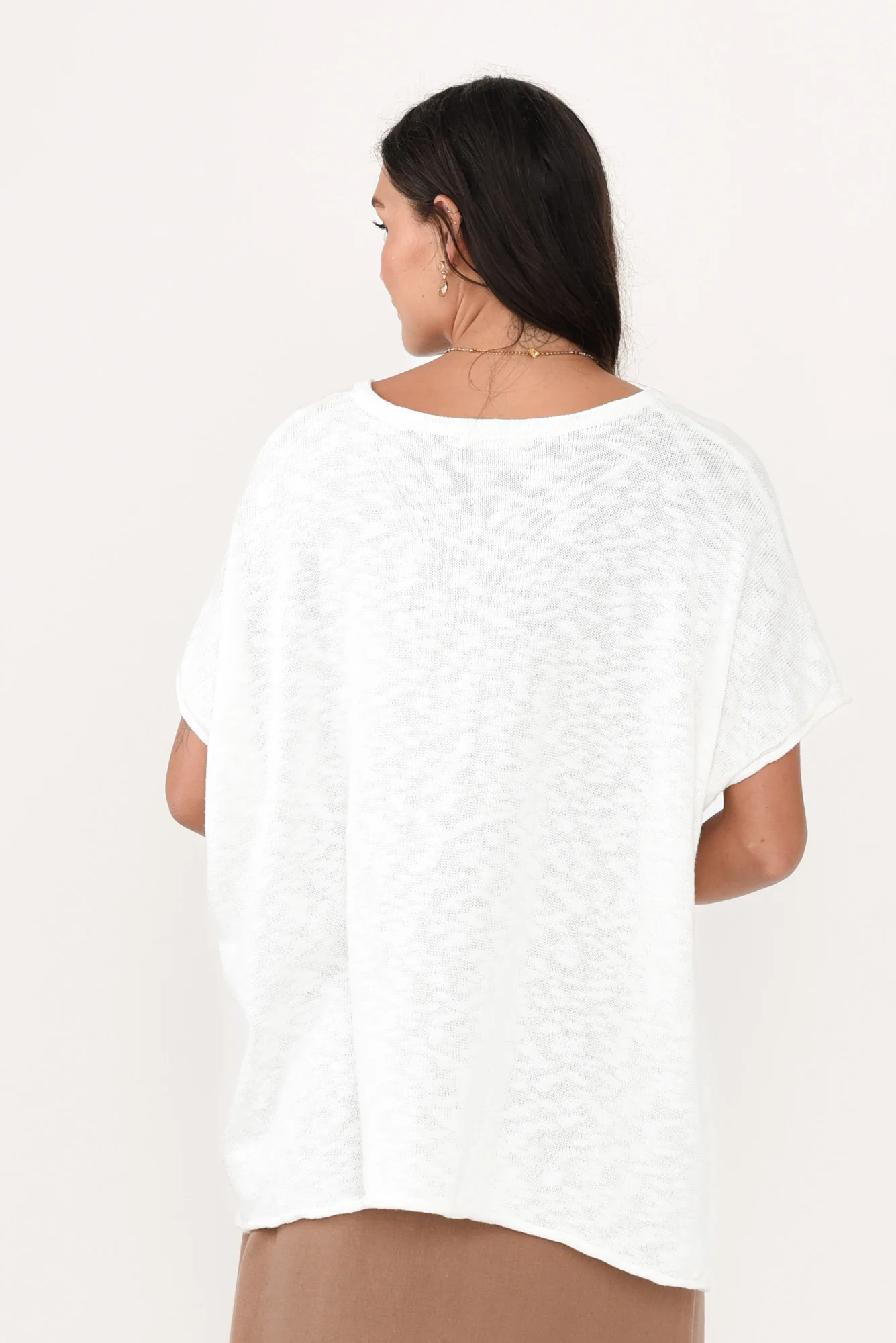 Saxon White Oversized Knit Top