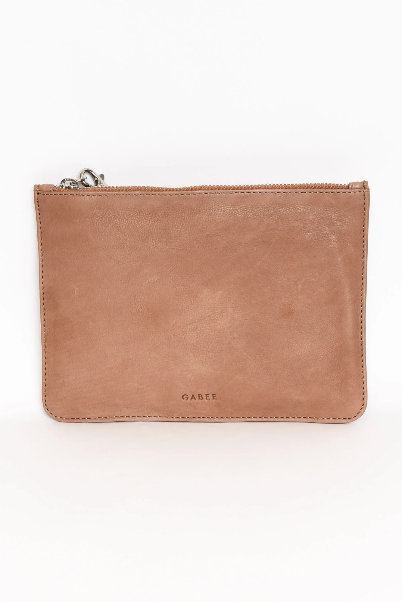 Queens Taupe Leather Clutch