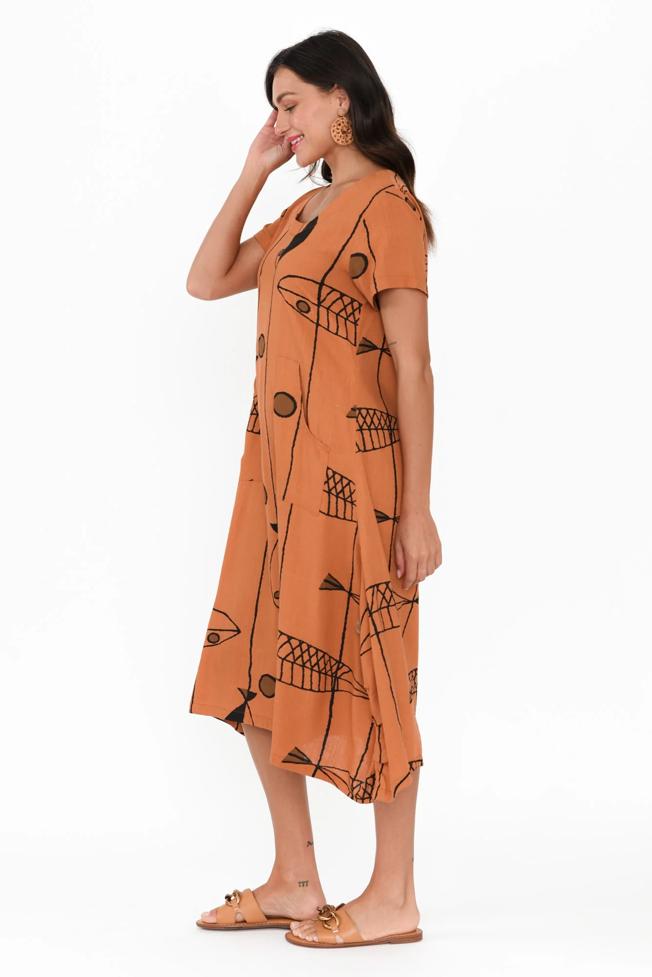 Lula Rust Sea Linen Cotton Dress