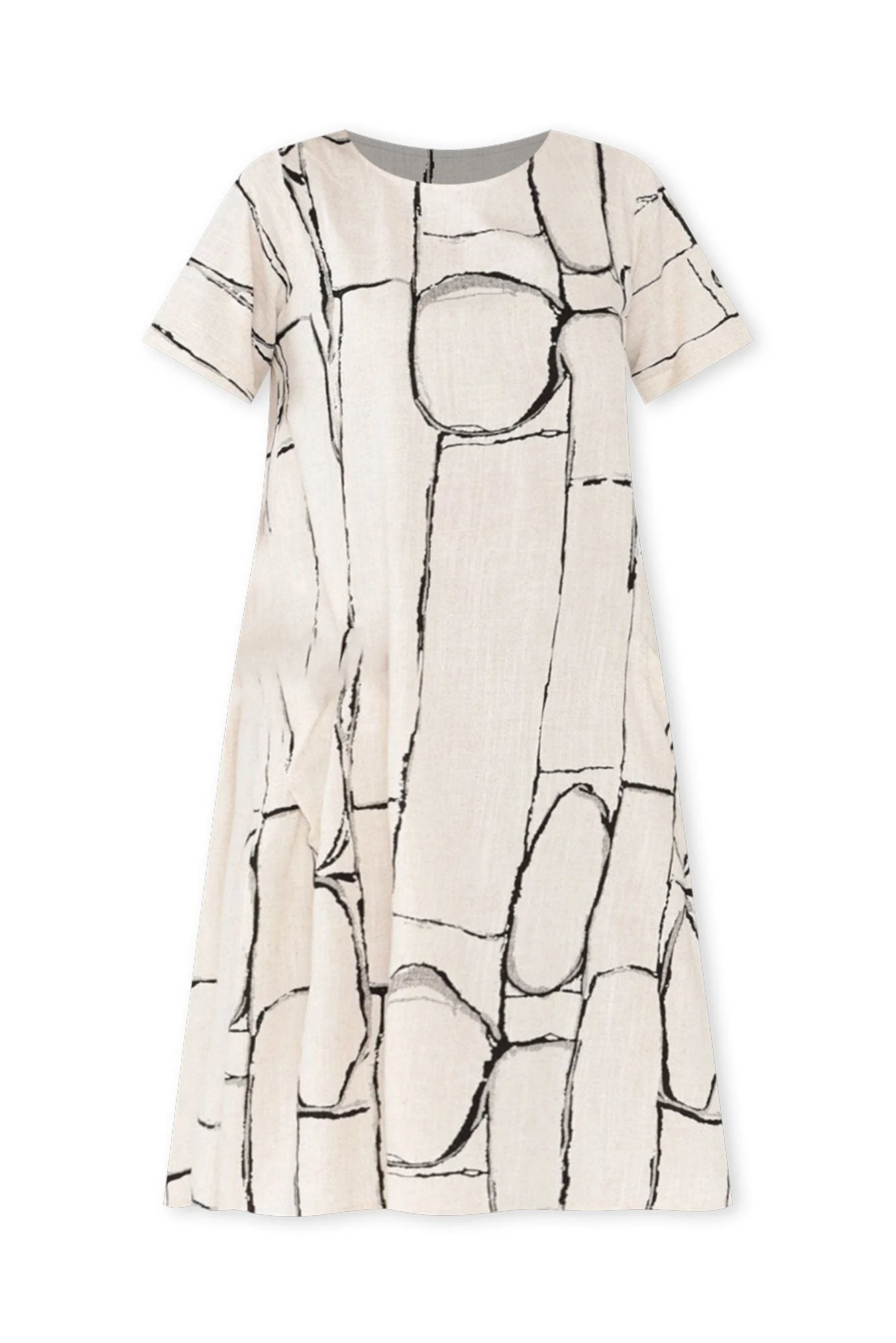 Shayann Beige Geo Linen Cotton Dress