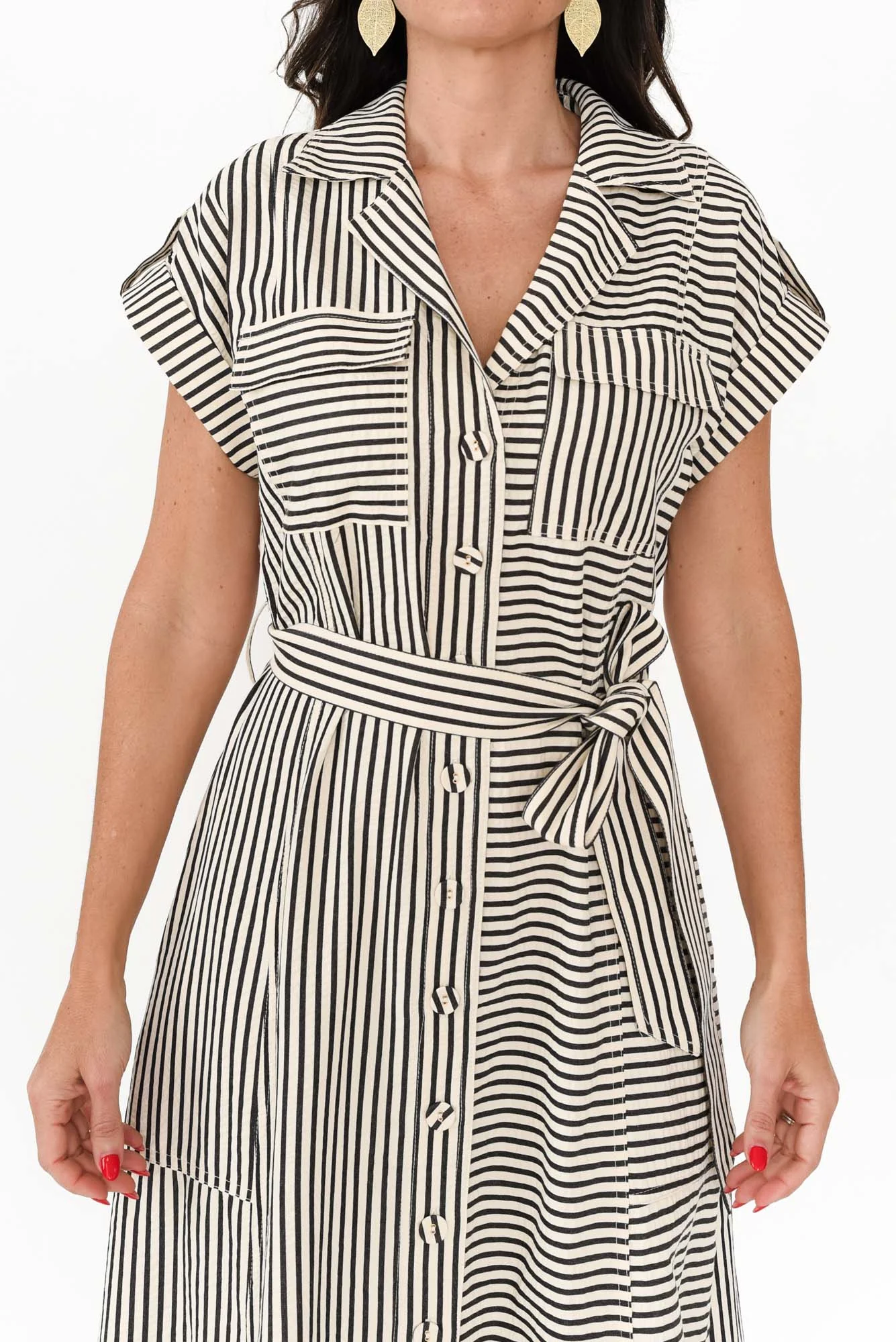 Portia Black Stripe Tie Dress