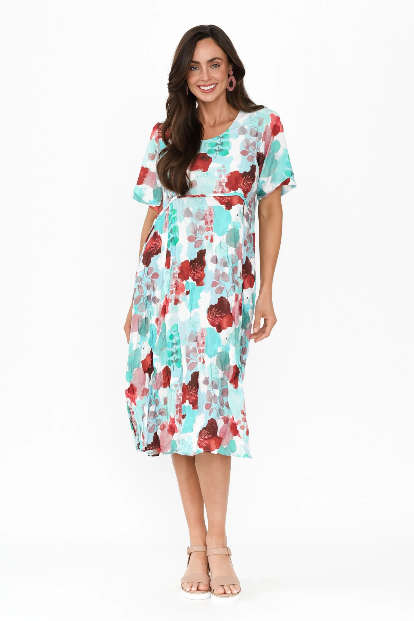Soraya Blue Floral Linen Blend Dress