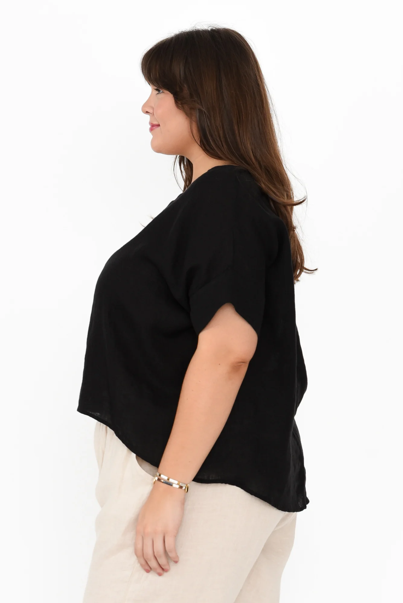 Kiro Black Linen Top