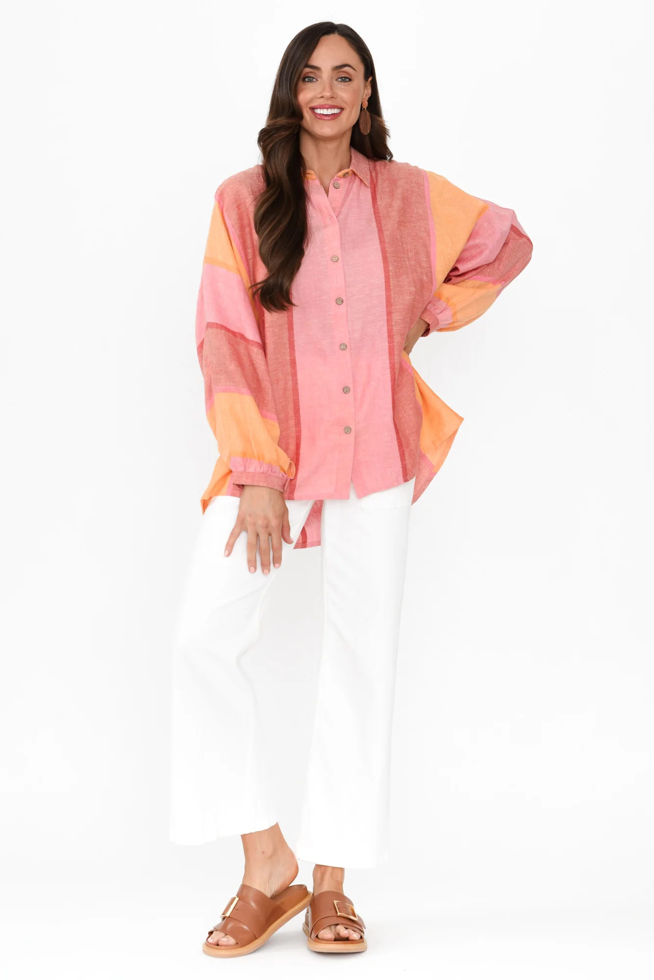 Milano Pink Stripe Linen Blend Shirt