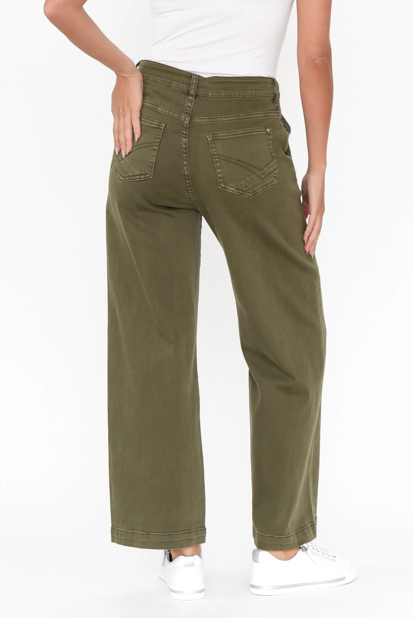 Scarlett Khaki Wide Leg Denim Pants