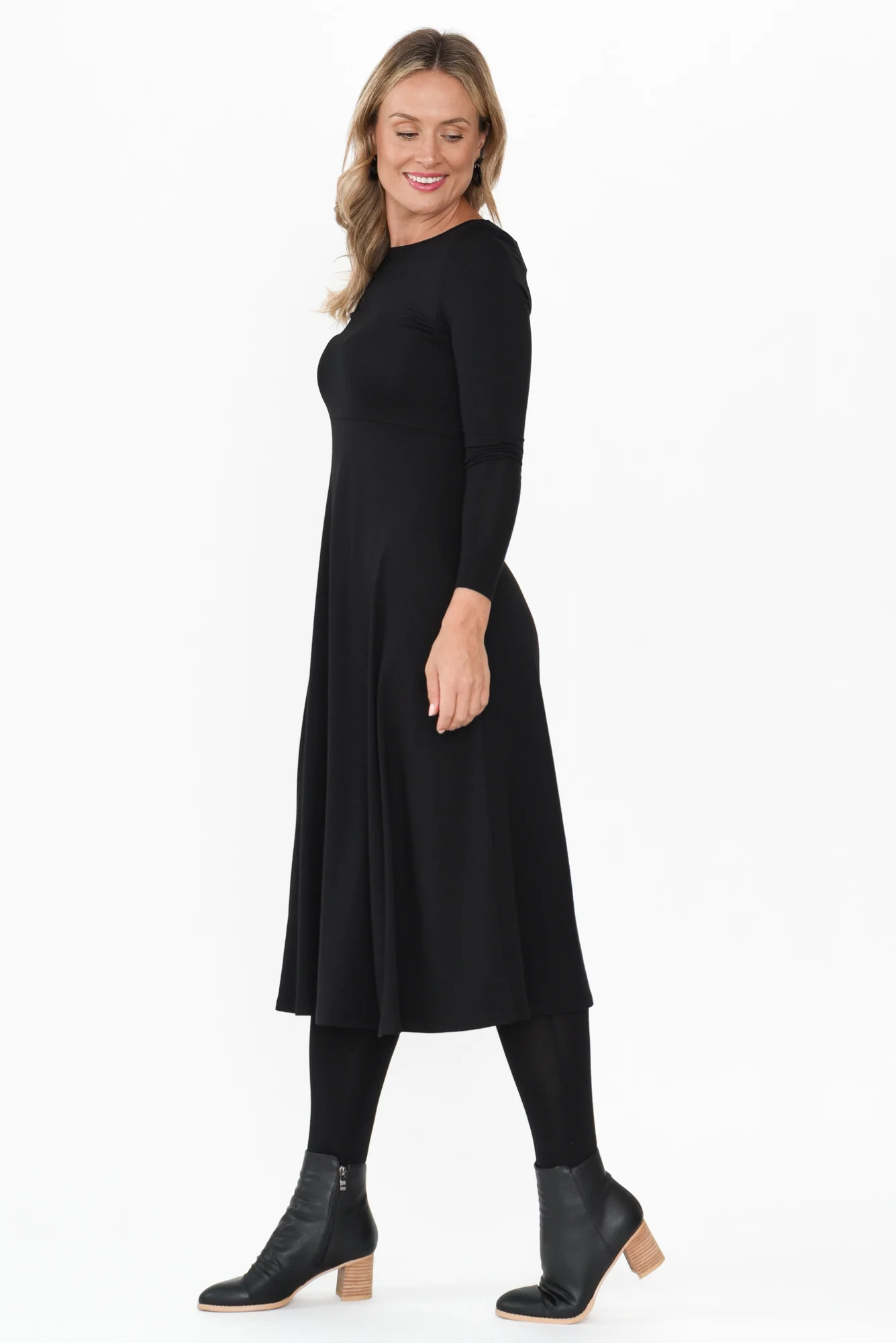 Olivia Black Bamboo Sleeved Dress