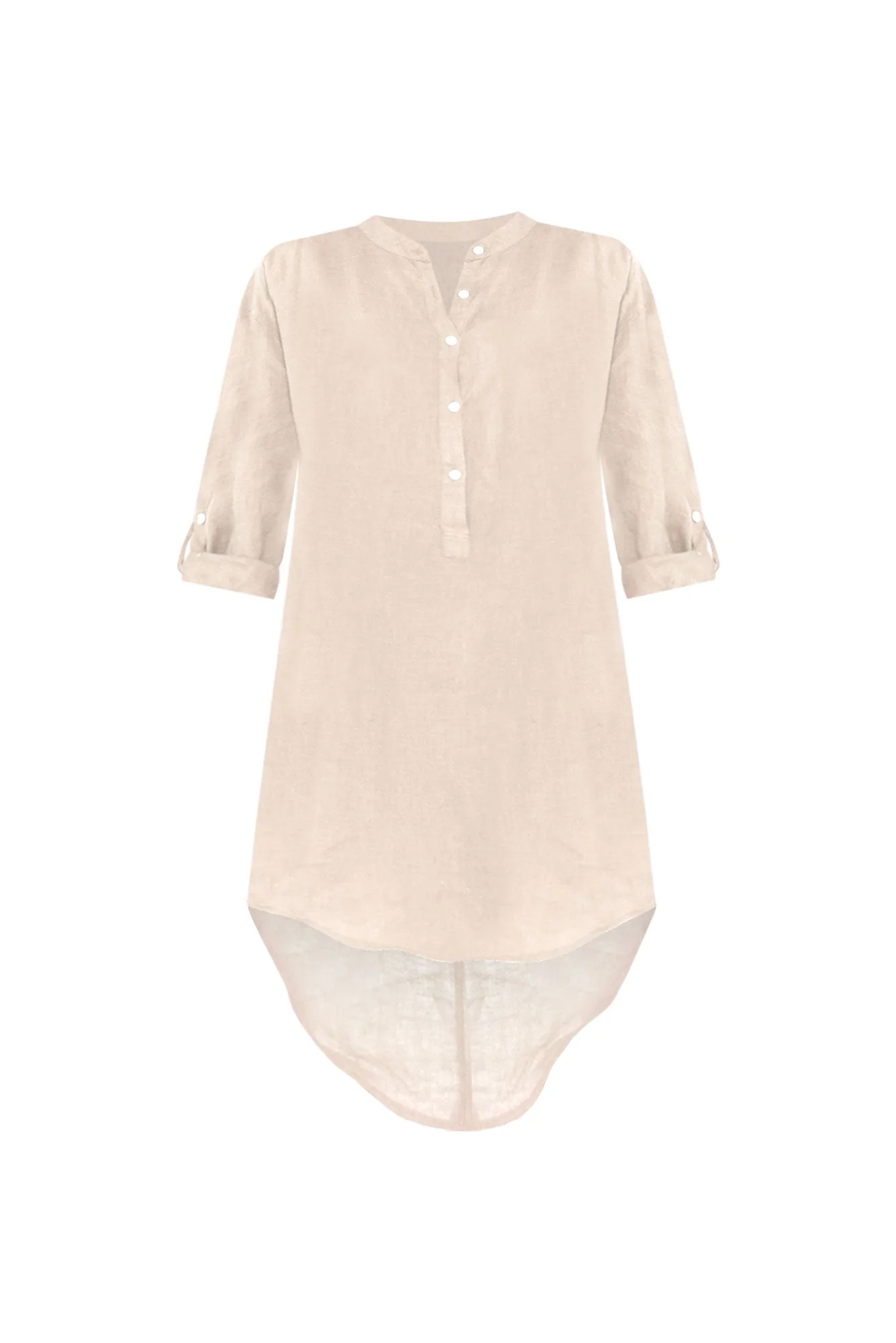 Mischa Beige Linen Shirt Dress
