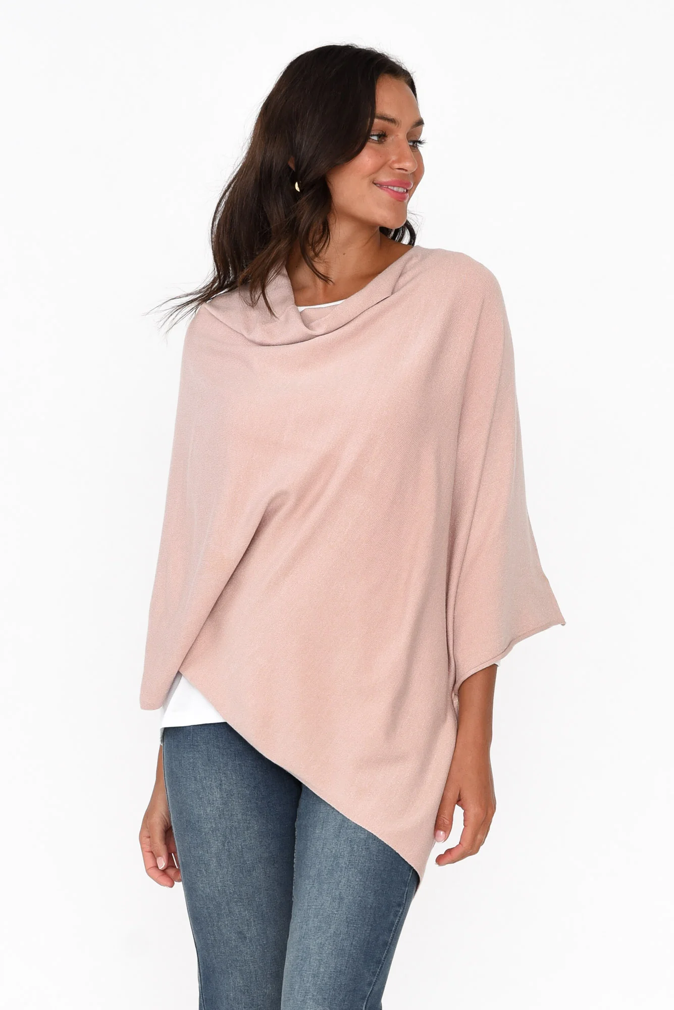 Amy Light Pink Wool Blend Poncho