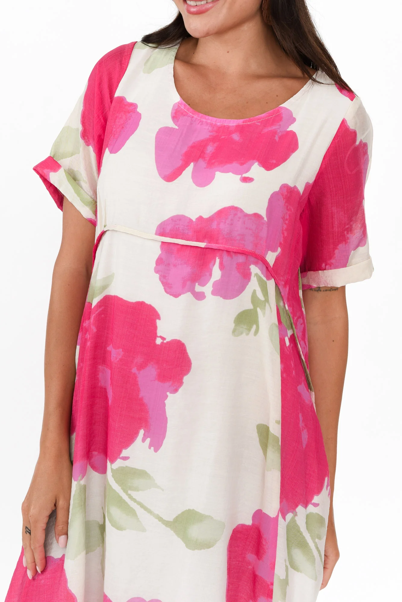 Sora Pink Floral Crescent Dress