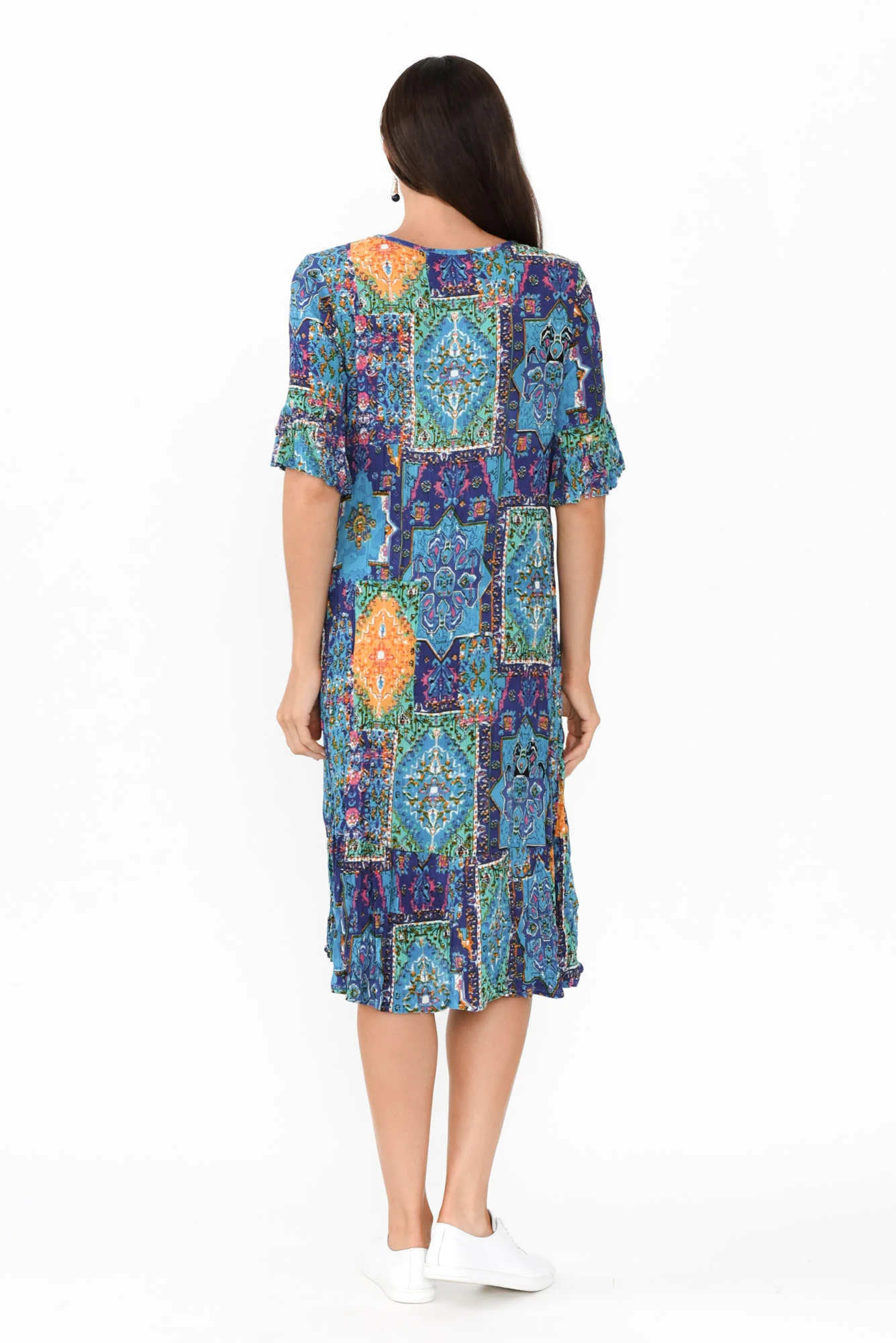 Calla Green Mosaic Crinkle Dress