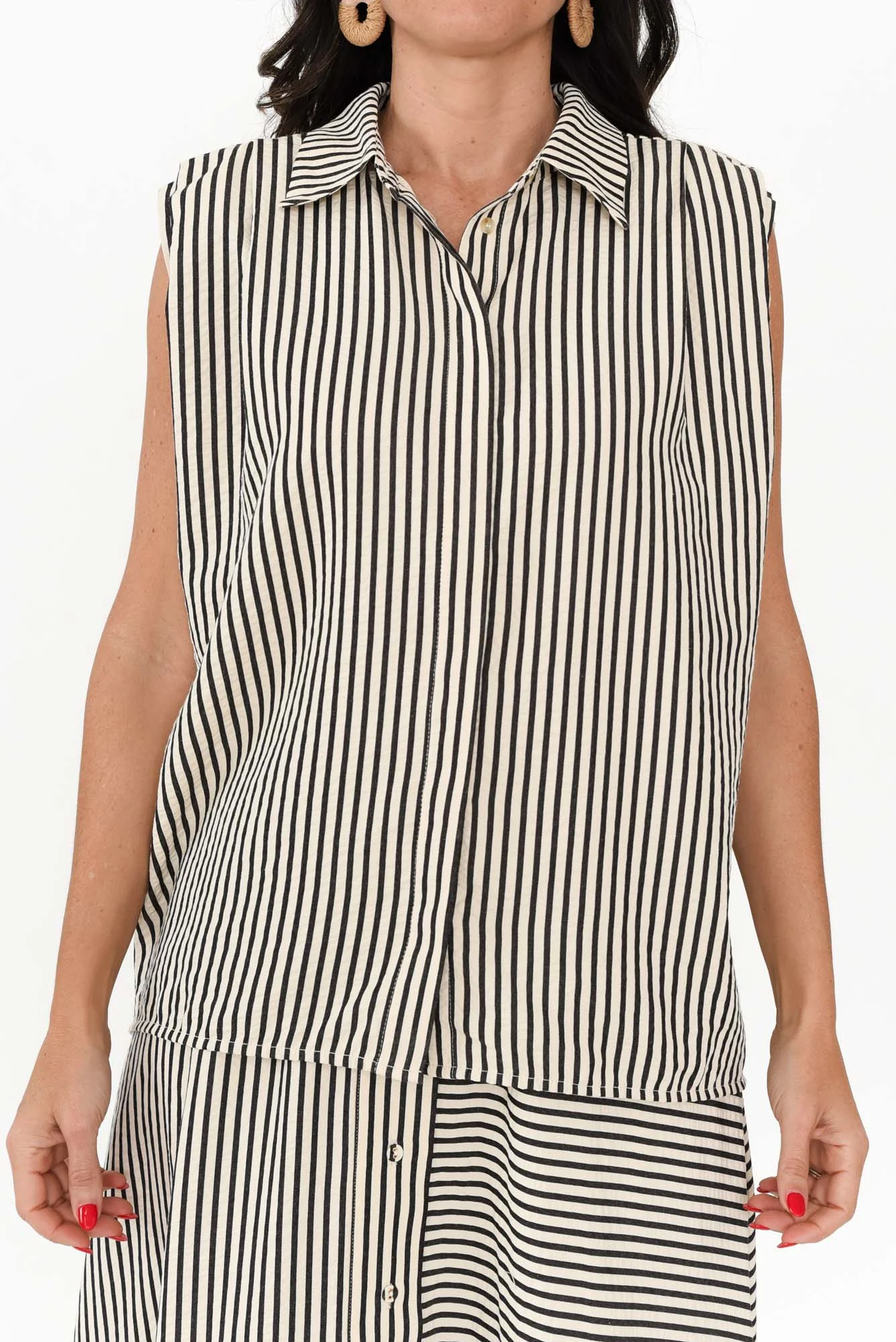Charlie Black Stripe Sleeveless Shirt