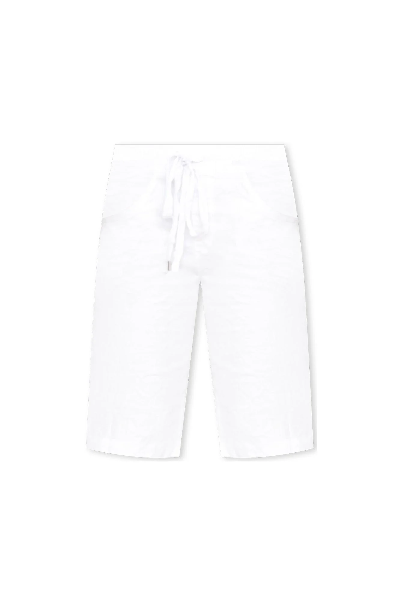 Asha White Cotton Blend Drawstring Shorts