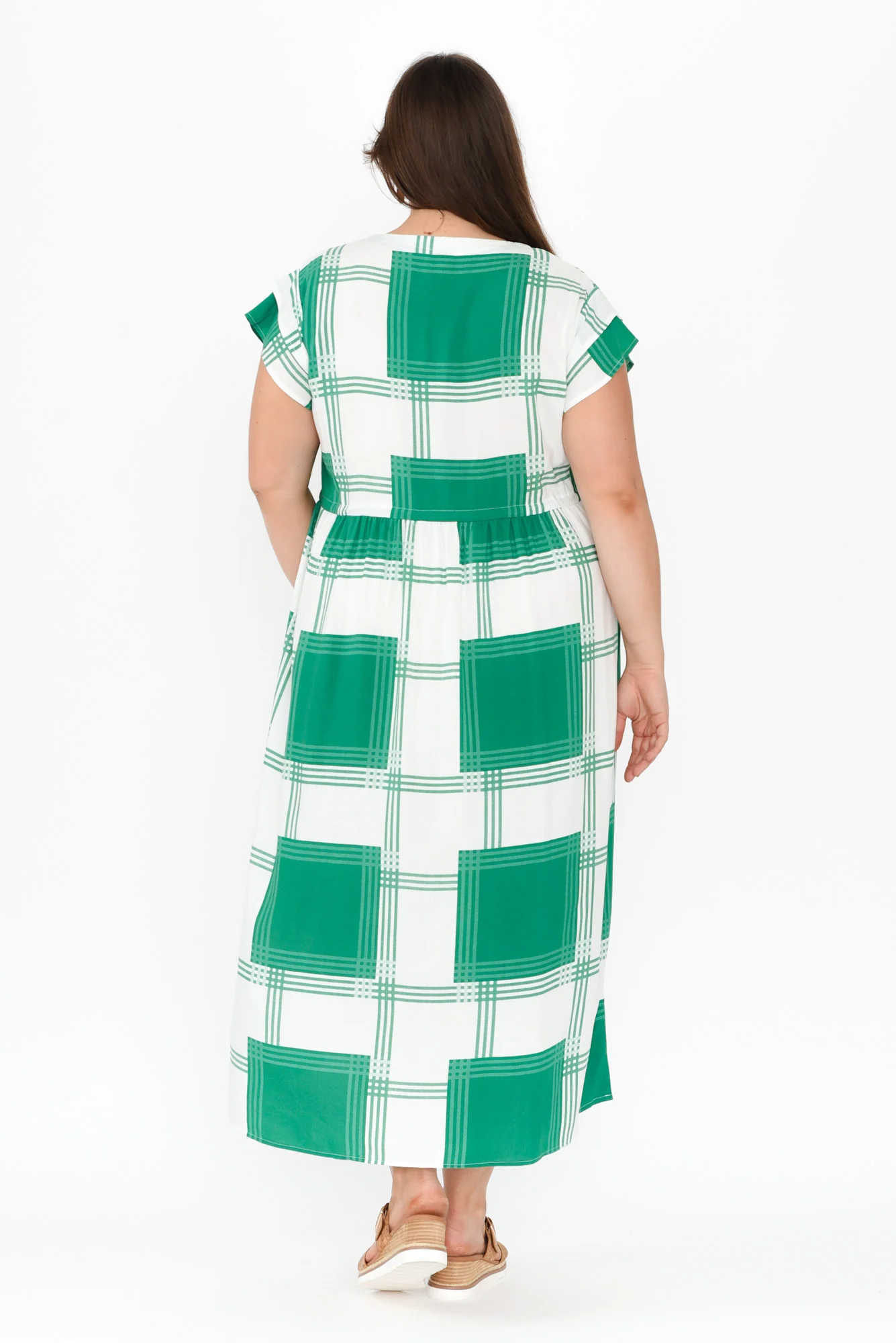 Suzette Green Check Midi Dress