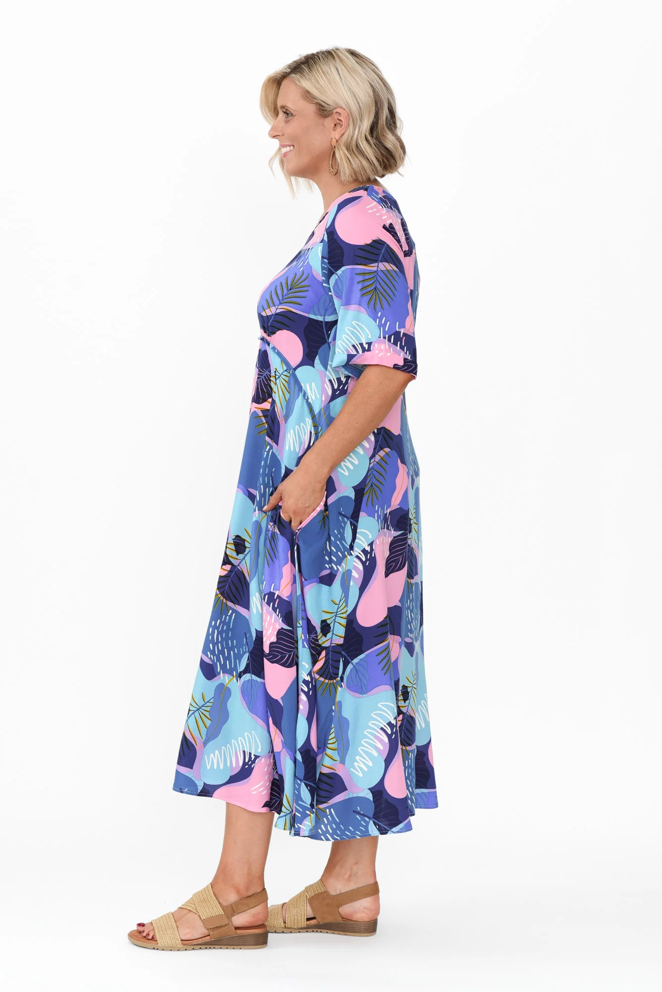 Sula Blue Leaf Pocket Dress