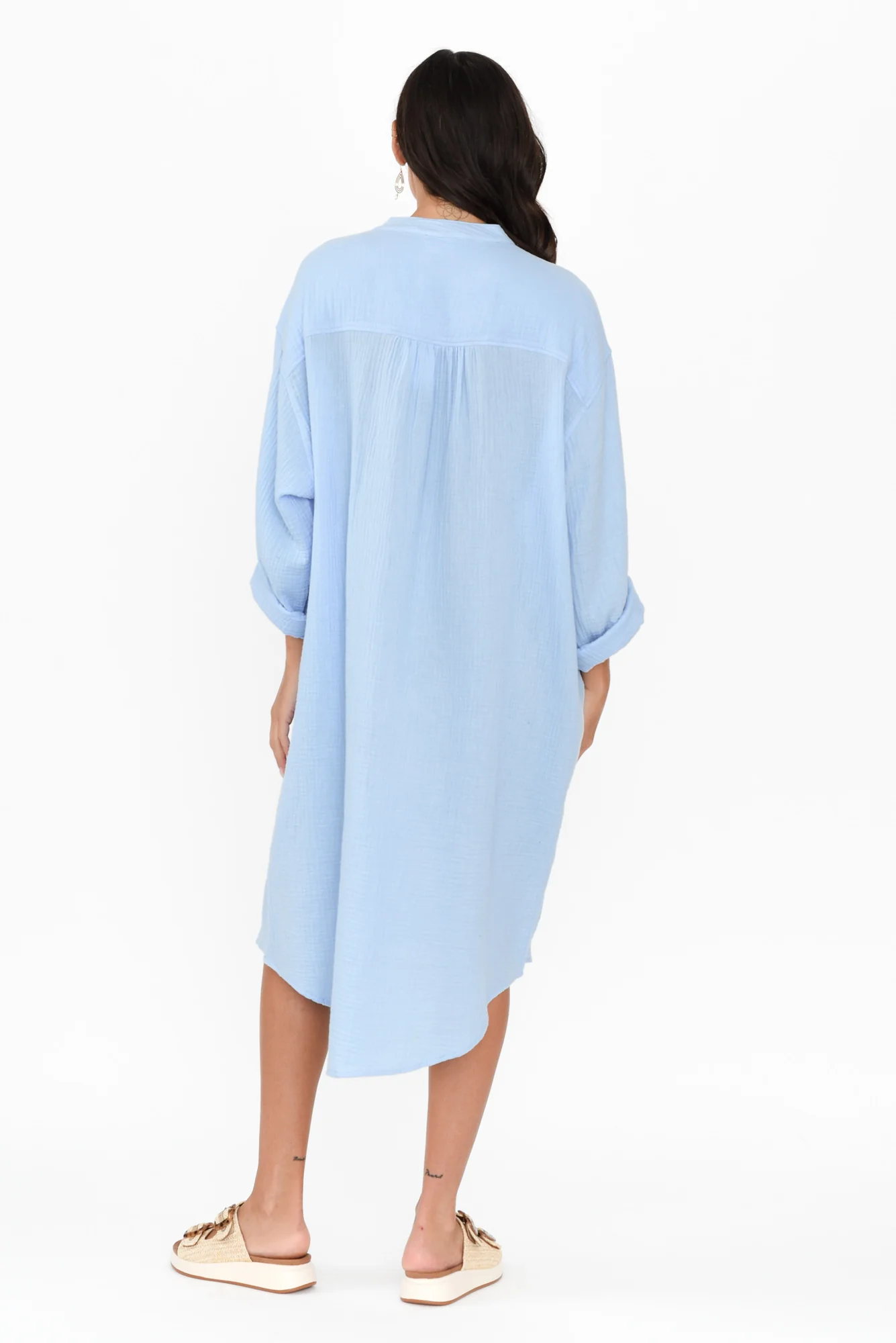 Tropez Blue Cotton Cheesecloth Kaftan